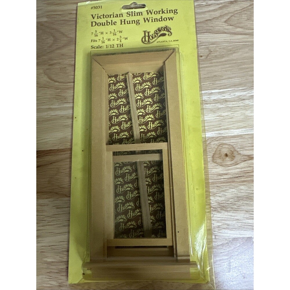Houseworks #5031 Victorian Slim Working Double Hung Window Dollhouse 1:12 New